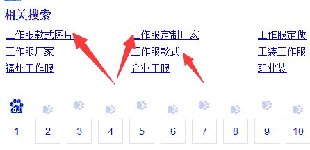 杭州堂山服饰SEO优化分析方案(图4) 工作服相关搜素截图